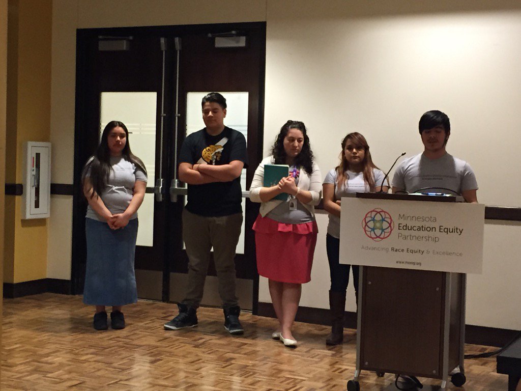 JGodi's tweet photo. @ElColegioHS students talking about importance of #ethnicstudiesnow in their lives #mneep16 https://t.co/8GOCBnCozk