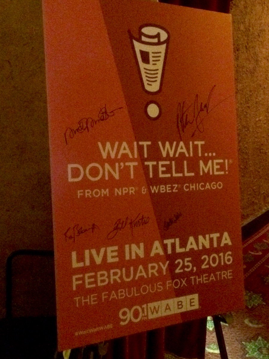 whyamaya's tweet photo. Wait Wait...Don't Tell Me LIVE #WaitWaitWABE (at @TheFoxTheatre in Atlanta, GA) https://t.co/RPHuz4rR3z https://t.co/gdclfrK9iF