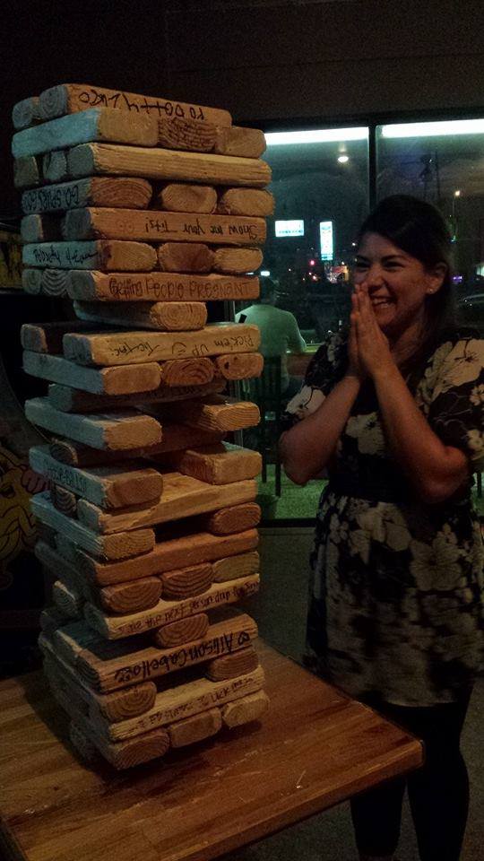 TheTavernSATX's tweet photo. Praying this Jenga doesn't fall! 😂 #jenga #giantjenga #thetavernsa #sanantonio https://t.co/VyStwfv7CY