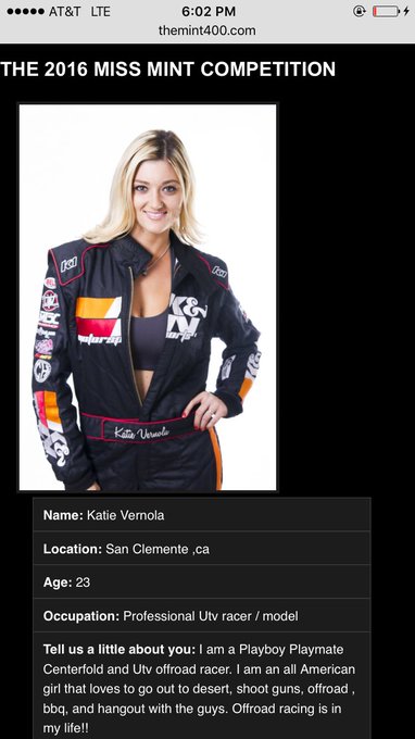 Please take a second to vote 4 me #MissMint400 @TheMint400Race I'd really appreciate it xoxo @PolarisRZR<a href="/tag/missmint400"class="tags">#MissMint400</a>