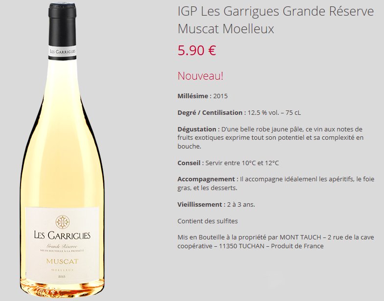 Nouveauté au caveau des Caves du <a href="/CavesMontTauch/">Caves du Mont Tauch</a>: #IGPValléeduparadis les Garrigues Grande Réserve #Muscat Moelleux