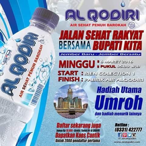 Ikutilah,Jalan Sehat Bersama Bupati <a href="/KabJember/">Jember</a> 6 Maret 2016,hadiah utama Umroh