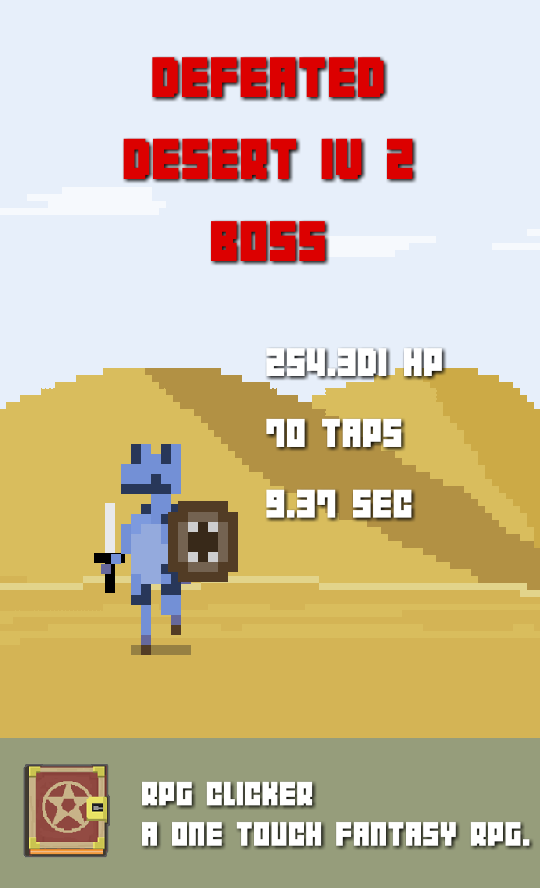 petertiger8118's tweet photo. Defeated Desert IV 2 Boss in a battle to the death in RPG Clicker: https://t.co/jlM5PK9A6W #rpg #clicker https://t.co/mkyPwrQx1x