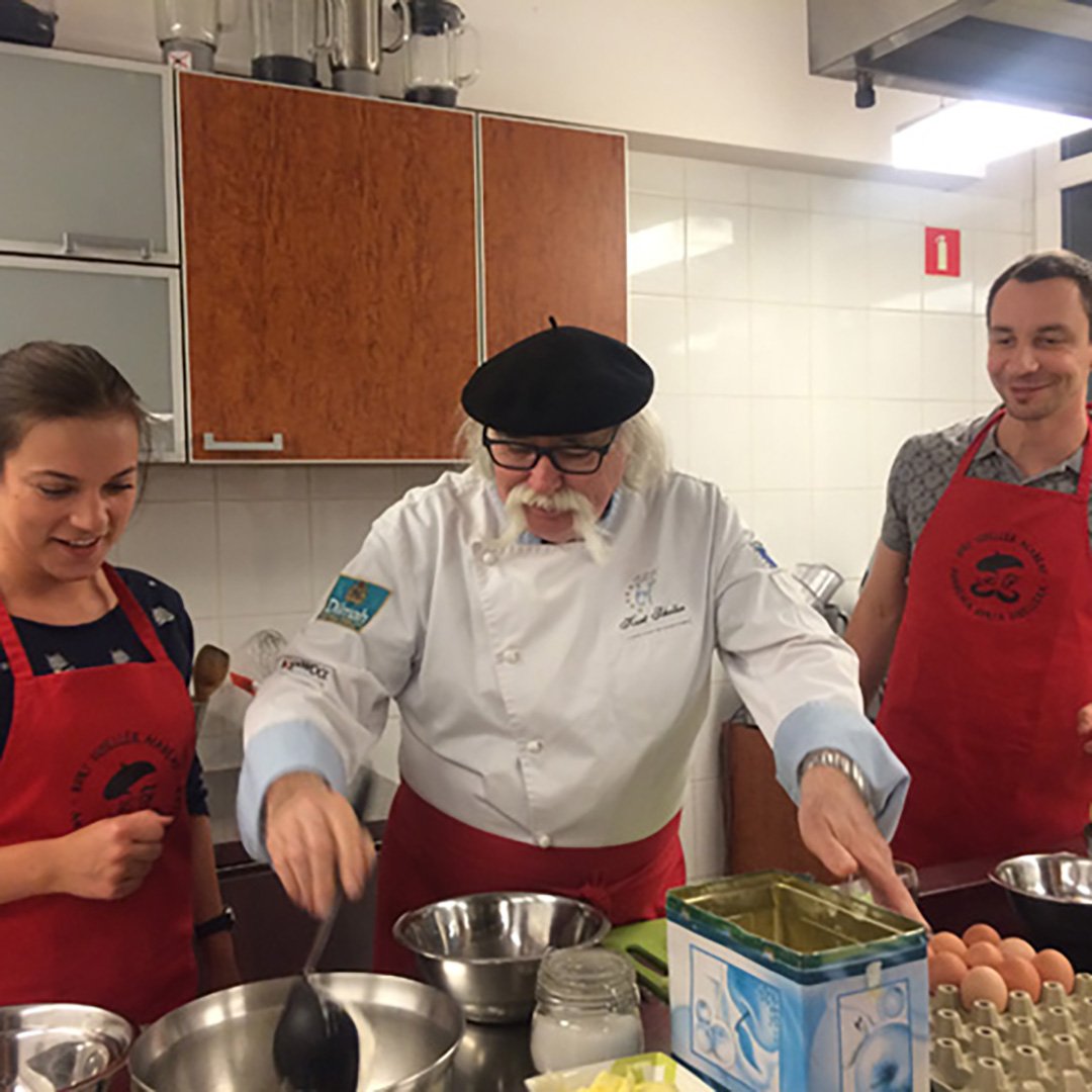 Only the best for our Warsaw office. Cooking lessons from chef #KurtScheller! #egpluswwviews #officelife