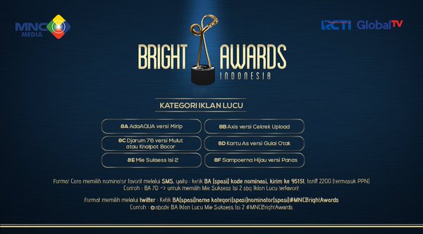 Iklan yg lucu, pasti selalu diingat. Setuju? Vote yg paling kalian ingat brightawards.id #MNCBrightAwards