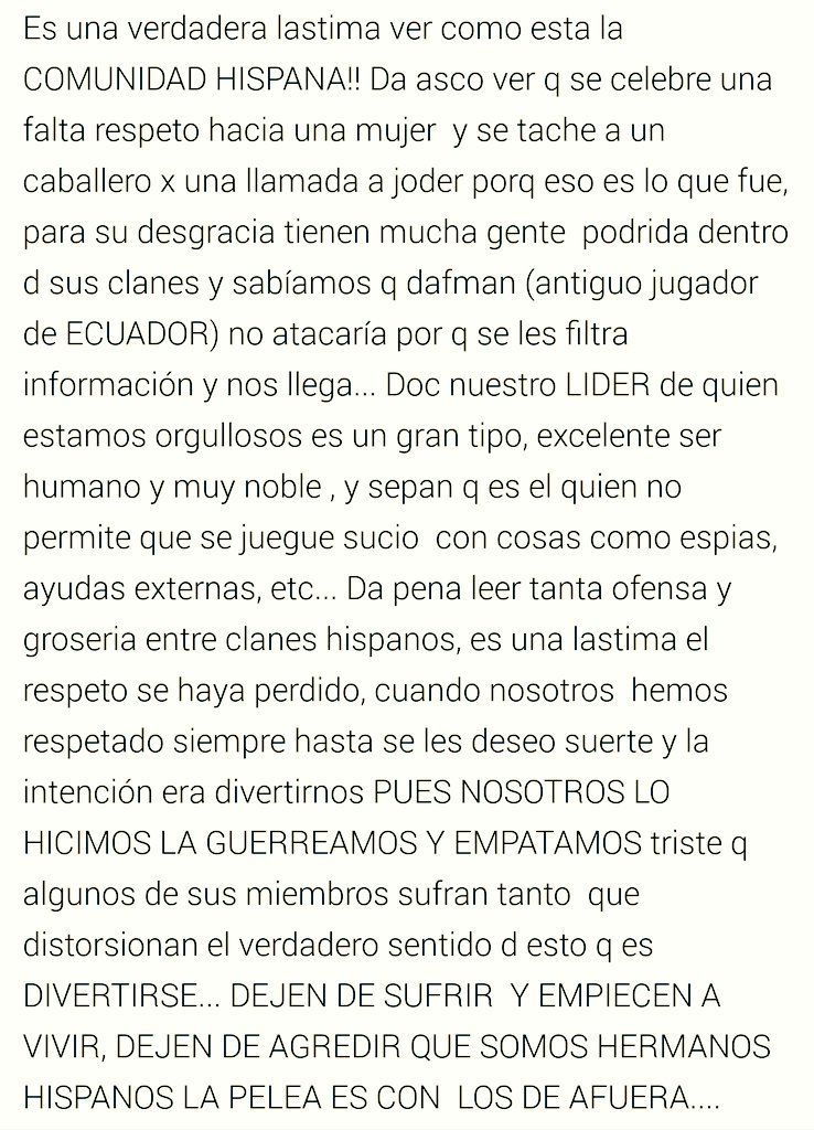 lajefacoc's tweet image. 💭PARA REFLEXIONAR DE MANERA URGENTE CLANES HISPANOS!!!! Y ES LO ULTIMO QUE HABLARE SOBRE EL TEMA, SALUDOS 💋