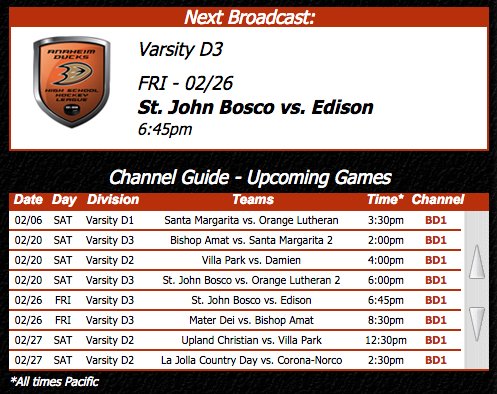 4 <a href="/ADHSHL/">ADHSHL</a> games this wknd at <a href="/The_Rinks/">The Rinks & Great Park Ice</a> starting Friday at 6:45pm! Watch all 4 live on blackdogenterprises.org/watchADHSHL.php