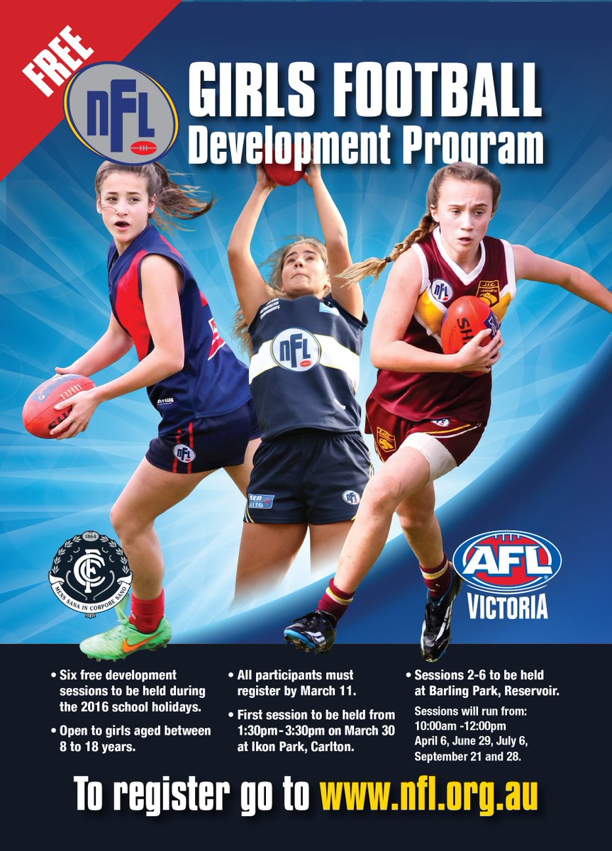 northernfnl's tweet photo. GIRLS FOOTY | Register now for the @northernfl's FREE Girls Football Development Program https://t.co/Z5dinsSuEc https://t.co/3w01rwEQHT