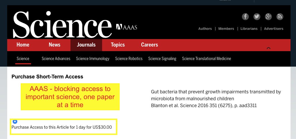 phylogenomics's tweet image. So frustrating - #AAAS wants $30 to rent a paper for a day - really? this is in the service of science? what a joke