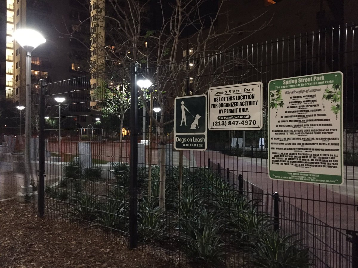 Streetfilms's tweet image. L.A.'s Spring Street Park comes with a few rules. @PPS_Placemaking