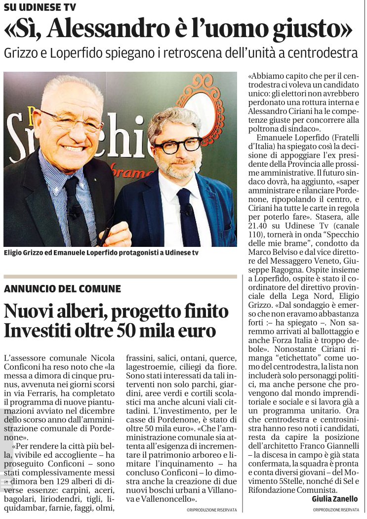 Su #UdineseTv gli alleati #Fdi e #LegaNord spiegano il si <a href="/Ale_Ciriani/">Alessandro Ciriani</a> #cirianisindaco <a href="/GiuliaZanello/">giulia zanello</a> <a href="/messveneto/">messaggeroveneto</a>