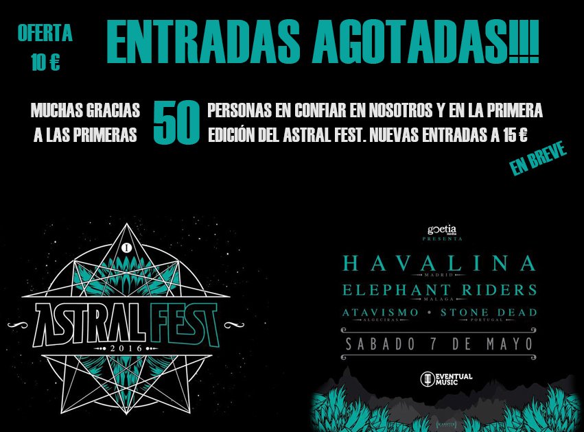 Es viernes y estamos que nos salimos!! Gracias a los primeros 50 compradores, en breve las entradas normales a 15 €!