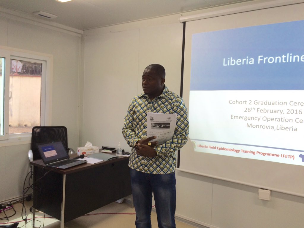 LiberiaFETP's tweet photo. Thomas Nagbe #Liberia MOH Director of DPC welcomes all to grad ceremony @PHPractice @EmoryRollins @TEPHINET https://t.co/P29ZsLRNuf