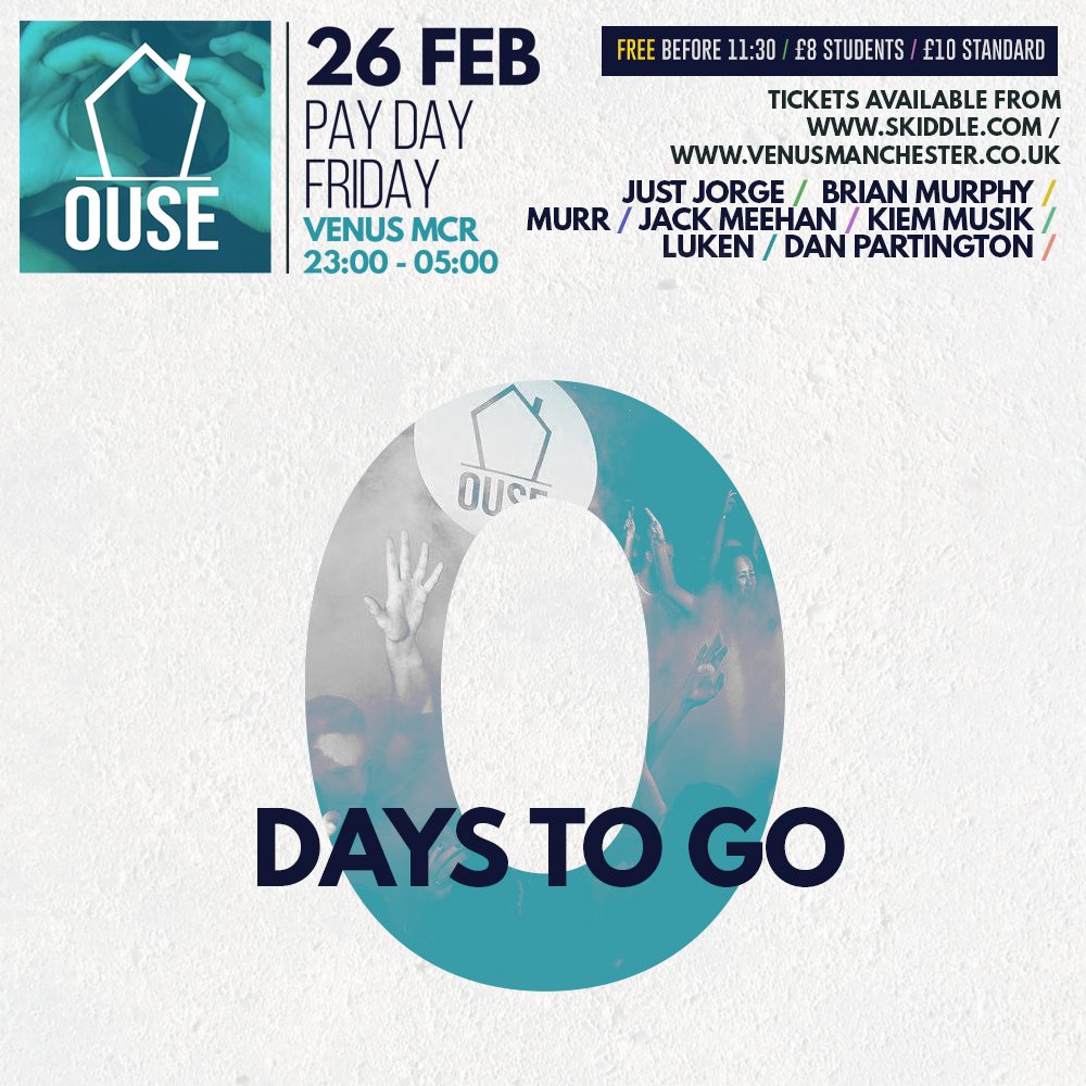 TONIGHT! We have Ouse Manchester back!

Grab last minute FREE TICKETS here: bit.ly/OuseVenus