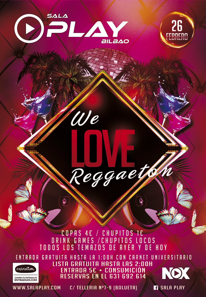madari87's tweet photo. Esta noche en @SalaPlayBilbao We Love Reggaeton &amp; Hysterio. Lista gratuita en https://t.co/AxfNdmQ9Js #LowCostParty https://t.co/Xl3Thxjpwx