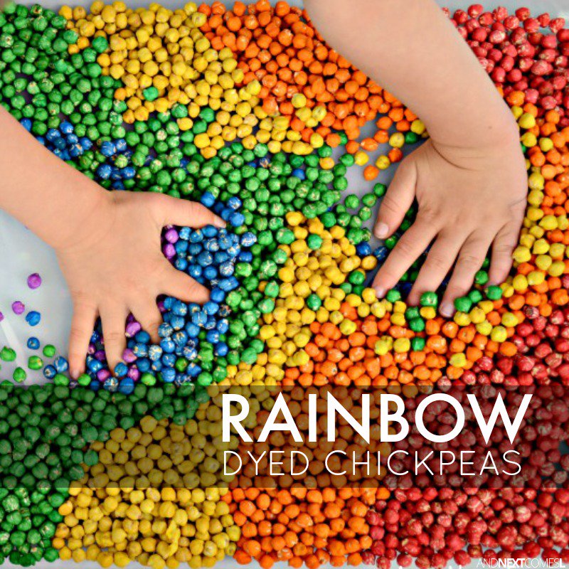 andnextcomesl's tweet image. Rainbow dyed chickpeas #sensory play for #kids buff.ly/1p4uHF7 #toddlers #preschool #prek #ece #rainbow