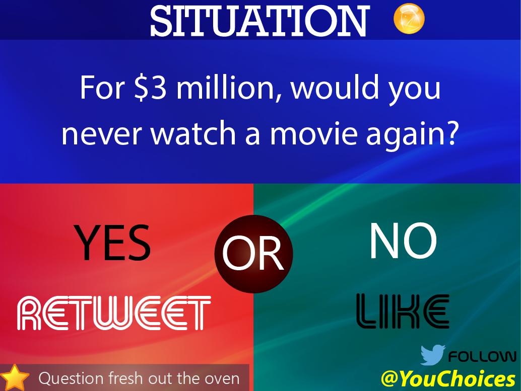 YouChoices's tweet photo. No movies? https://t.co/D05Duj5cxx
