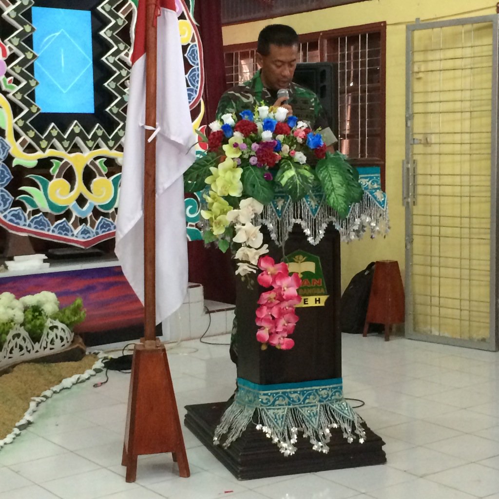 Kata-kata sambutan oleh asisten teritorial Kodam IM, bpk Kolonel Terry Tresna Purnama, S. I. Kom.