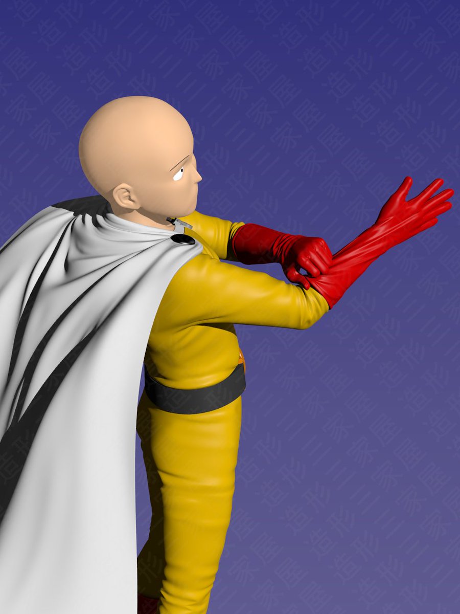 造形三家屋 デジタル原型の練習で ワンパンマン のサイタマ 単行本１巻３話の扉絵から Blender使用 例の顔が難しすぎ T Co W6vv53zgjb