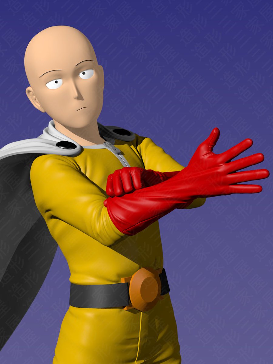 造形三家屋 デジタル原型の練習で ワンパンマン のサイタマ 単行本１巻３話の扉絵から Blender使用 例の顔が難しすぎ T Co W6vv53zgjb