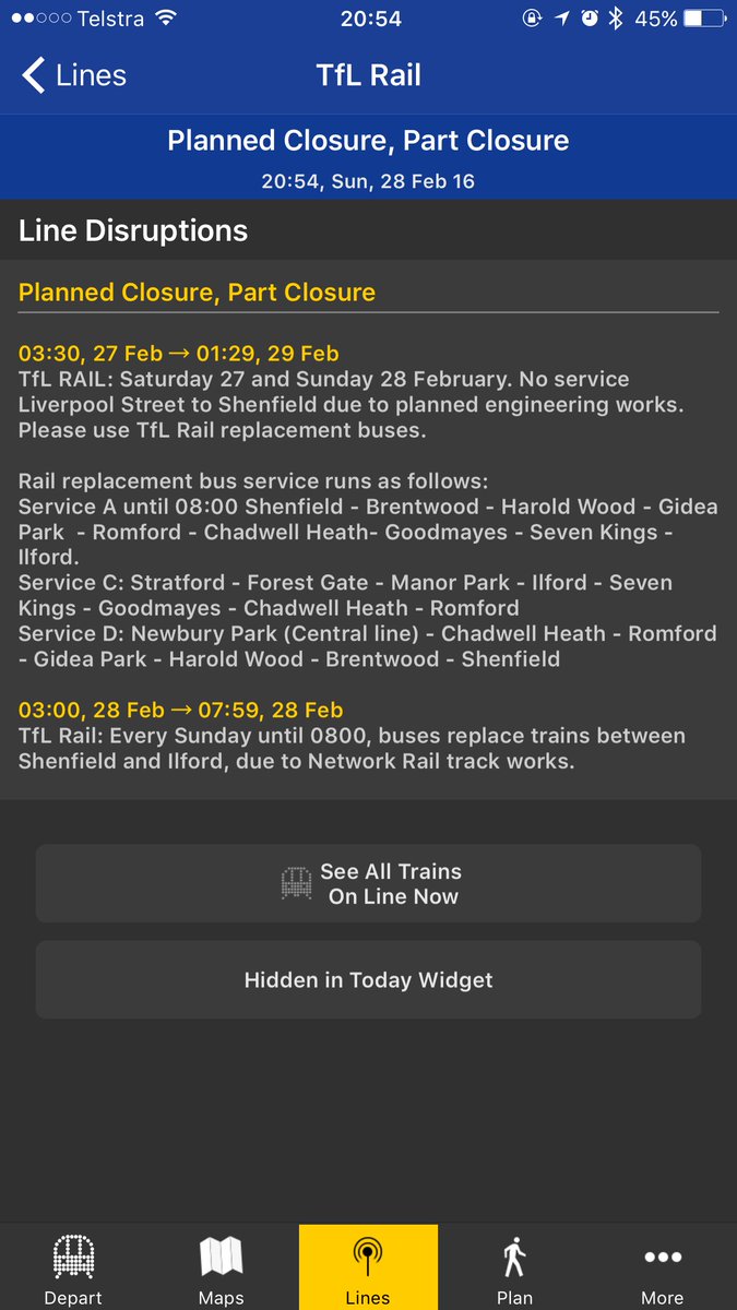 ridetownapp's tweet image. By tapping on any line, you can see all disrupted stations on that line - even replacement bus services! #RideTips