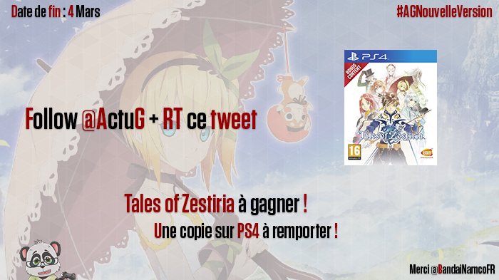 mgl456's tweet photo. John27170: RT ActuG: #Concours : Tales of Zestiria à gagner sur PS4

#Follow ActuG + RT pour participer #AGNouvell… https://t.co/iCJElmRAf0