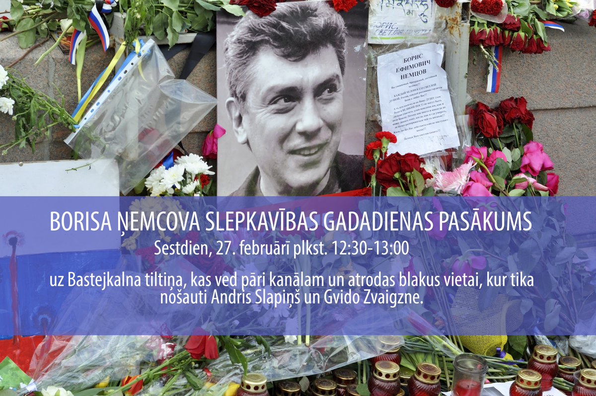 BBSA_LV's tweet photo. Pievienojies rīt, 27.02 plkst. 12:30 Bastejkalna parkā, lai godinātu pērn noslepkavoto Borisu Ņemcovu! https://t.co/akTjo1o1Ur