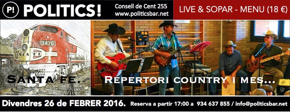 Politics_Bar's tweet photo. @Politicsbarbcn pone esta noche a nuestra cena-menu un poquito de musica country. https://t.co/kdt1Z1Ebj0