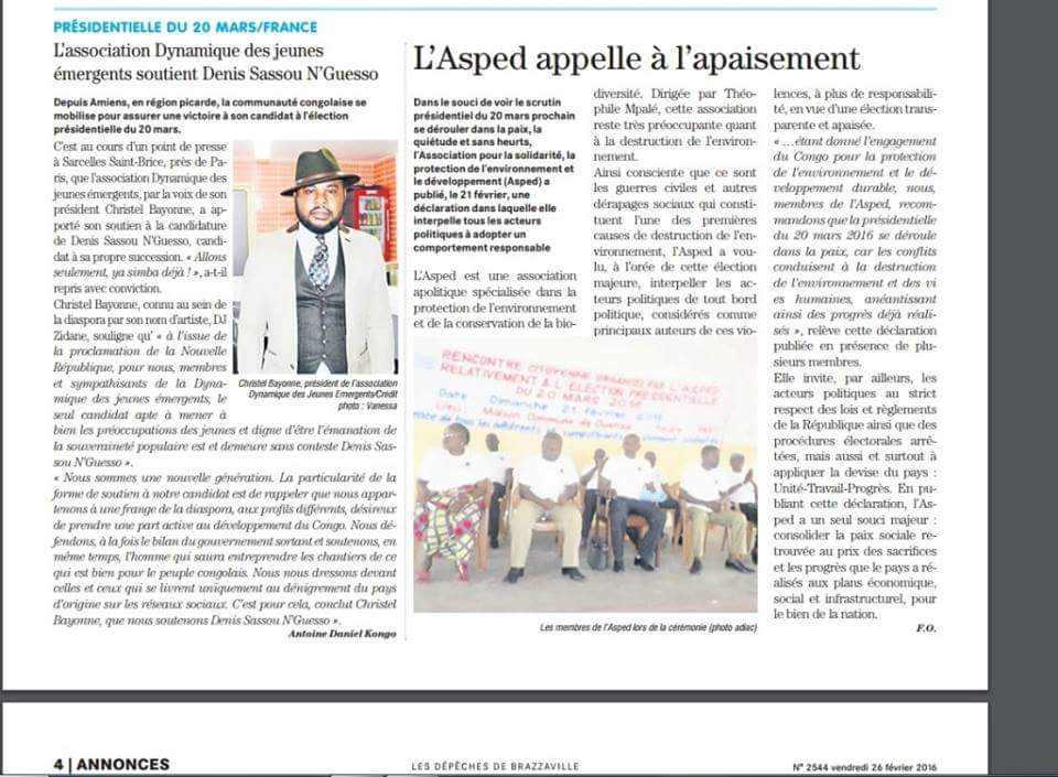 DJZIDANE1's tweet photo. Article paru dans Les depeches d Brazzaville.a lire attentivement et absolument DSN est Le Candidat Le plus credible https://t.co/R1dzq1pZPh