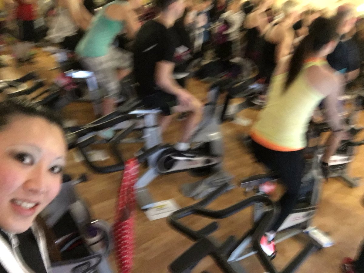 bik_lee's tweet photo. Selfies are a must for #Spinathon 2016 raising money for students @RNC_official! Thanks @DeniseBFit- great 1st sesh! https://t.co/5zgKzRSpQP