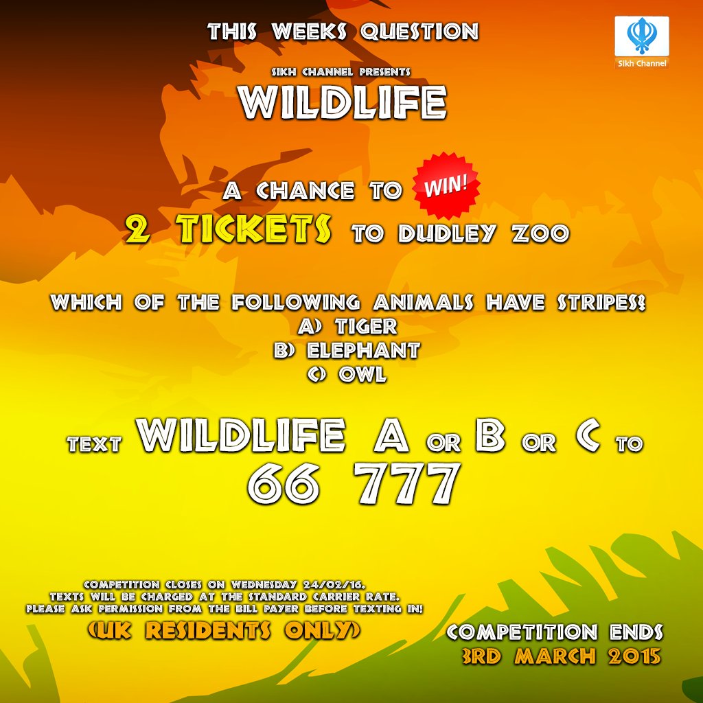 sikhchannel's tweet image. Did you watch our Wildlife show today! This week&apos;s competition question. Text Now! @dudleyzoo #wildlife #win