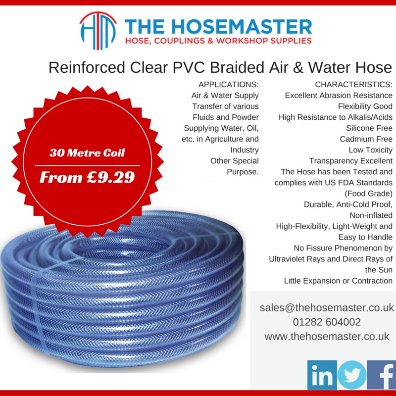 30 METRE COIL - From £9.29 - ow.ly/YMB58  #hose #reinforced #hydraulic #air #water #fluid #powder #oil