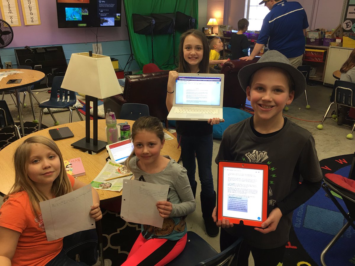 MisterCMaine's tweet photo. Ss choice responding - paper/pencil, GDoc, @explainevrythng, video - all uploaded to #GoogleClasssroom. #OOBSchools https://t.co/7Ykid0960c