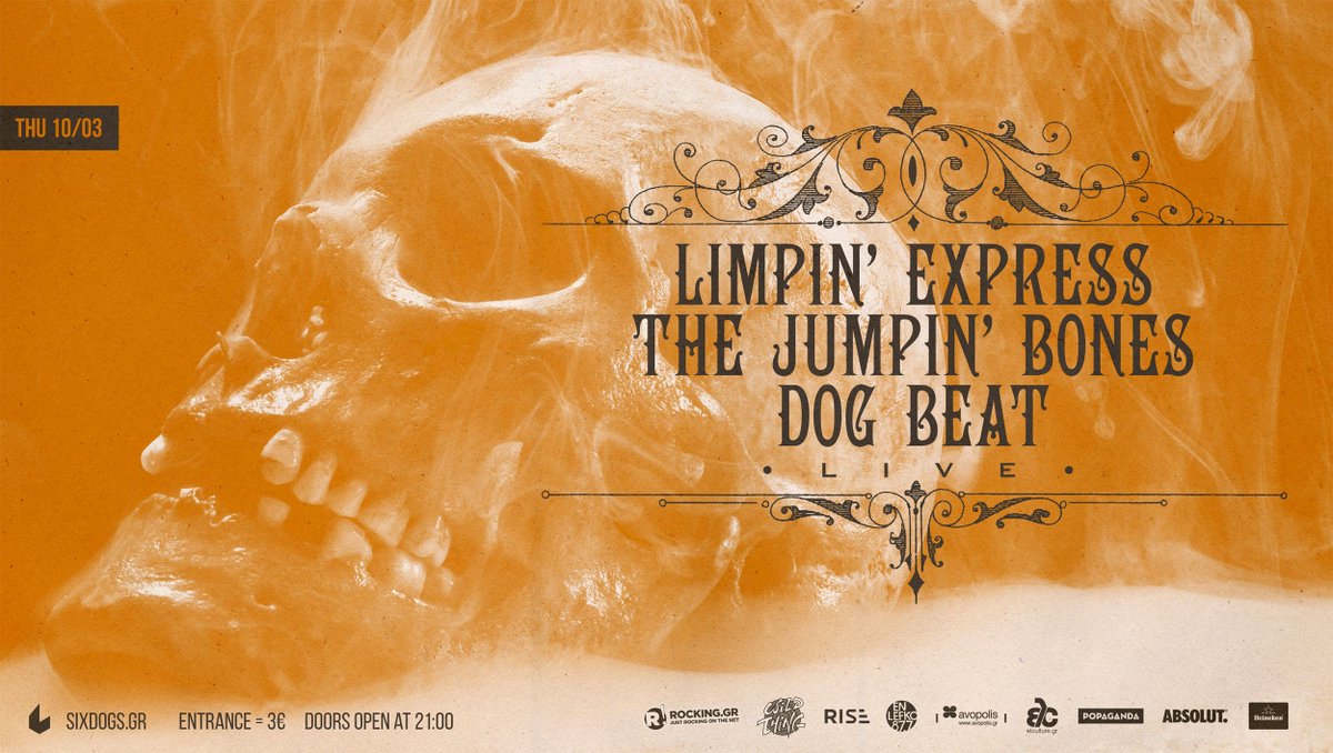 LimpinExpress's tweet photo. Πέμπτη 10 Μαρτίου, Limpin Express - The Jumpin Bones - Dogbeat
στο 6D.O.G.S. https://t.co/iuESq34qS2