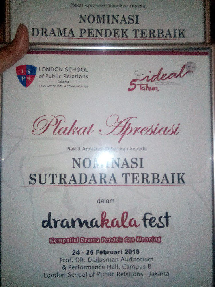 Selamat teater Damai atas prestasinya di Dramakalafest2016