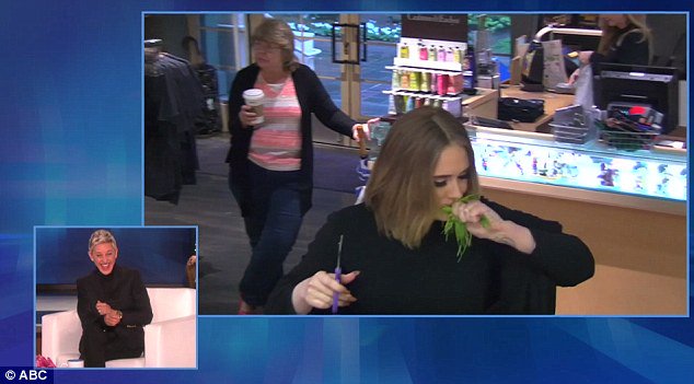 Adele chomps on wheat grass for smoothie shop hidden camera prank laughs hysterically is.gd/3g3z2Z
