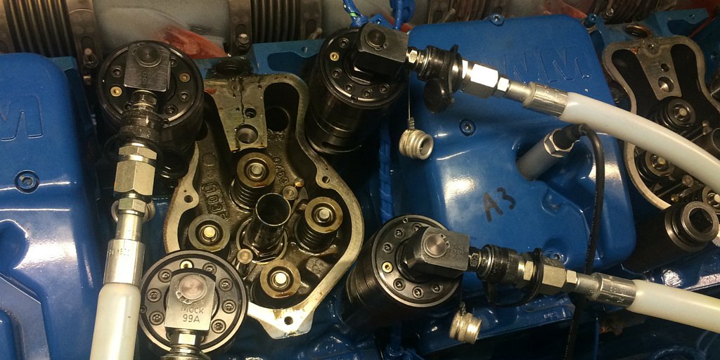 cooperostlund's tweet image. A close-up image of a recent V16 2020 MWM head change #EngineExpertise
