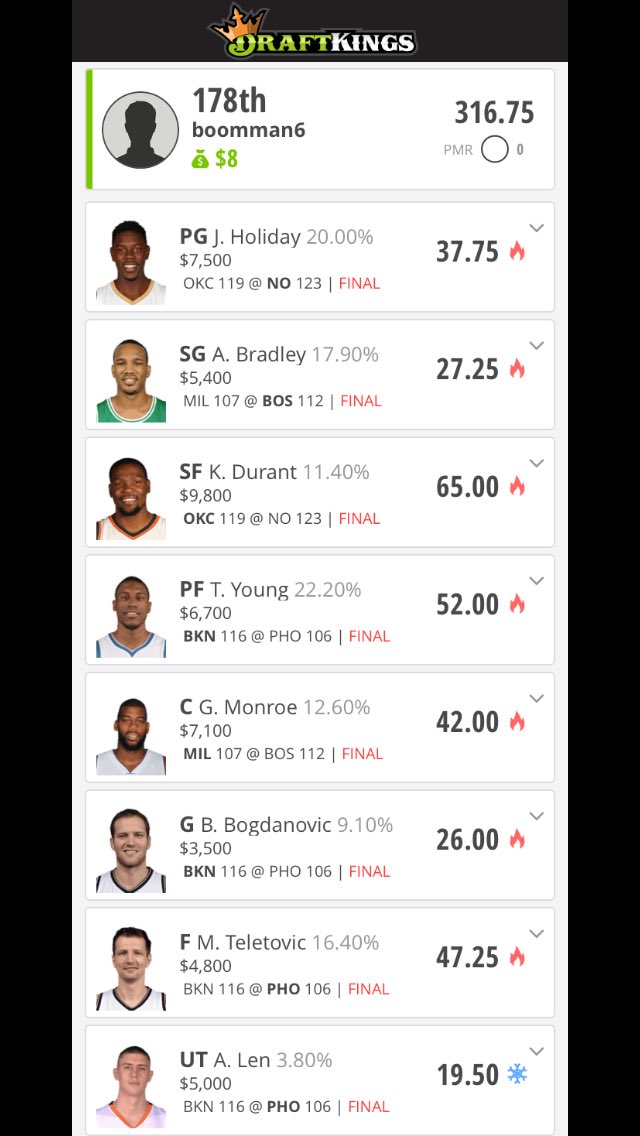 DFSBoomMan's tweet image. Cashed DK #300club 🔥💰