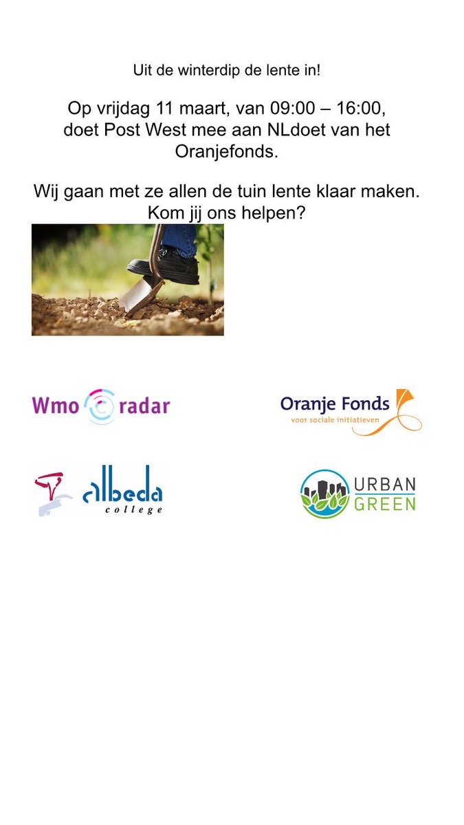 Mirfro's tweet photo. #wmoradar #HuisvandeWijkPostWest doet mee aan #nldoet. Doe jij ook mee aan onze klus? https://t.co/oWP5unOuAw