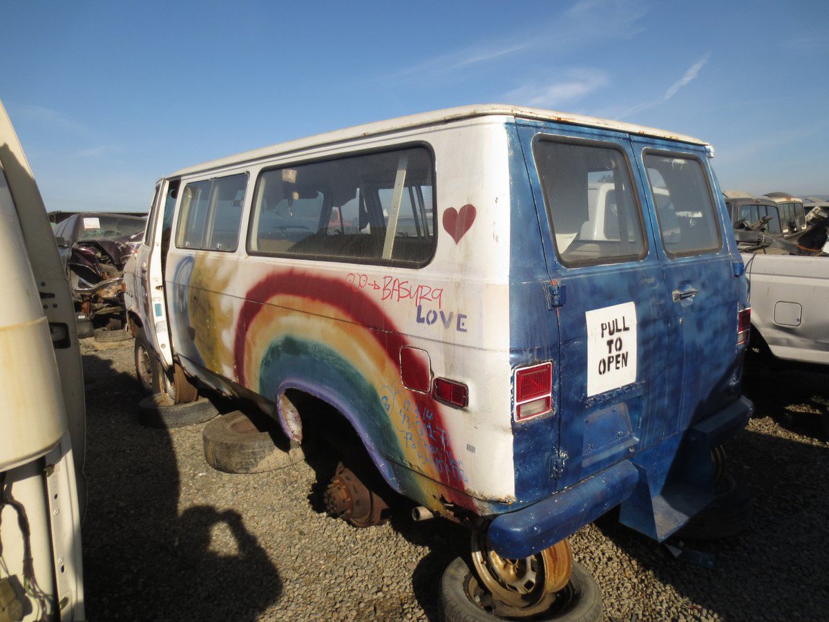 TTAC's tweet image. Junkyard Find: 1973 Chevrolet G30 Hippie Van -  thetruthaboutcars.com/2016/02/junkya…