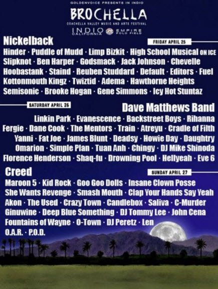 UndieRun's tweet photo. Anyone else excited for #brochella? #nickelback https://t.co/Gh3ietQLxr