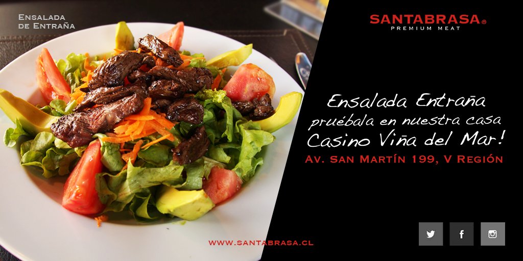 SantabrasaChile's tweet photo. #UltimoFinDeSemana de #Febrero Visita @SantabrasaChile @Enjoy_Vina prueba #EnsaladaDeEntraña https://t.co/paKize7wDc https://t.co/EgV1Ngil4L