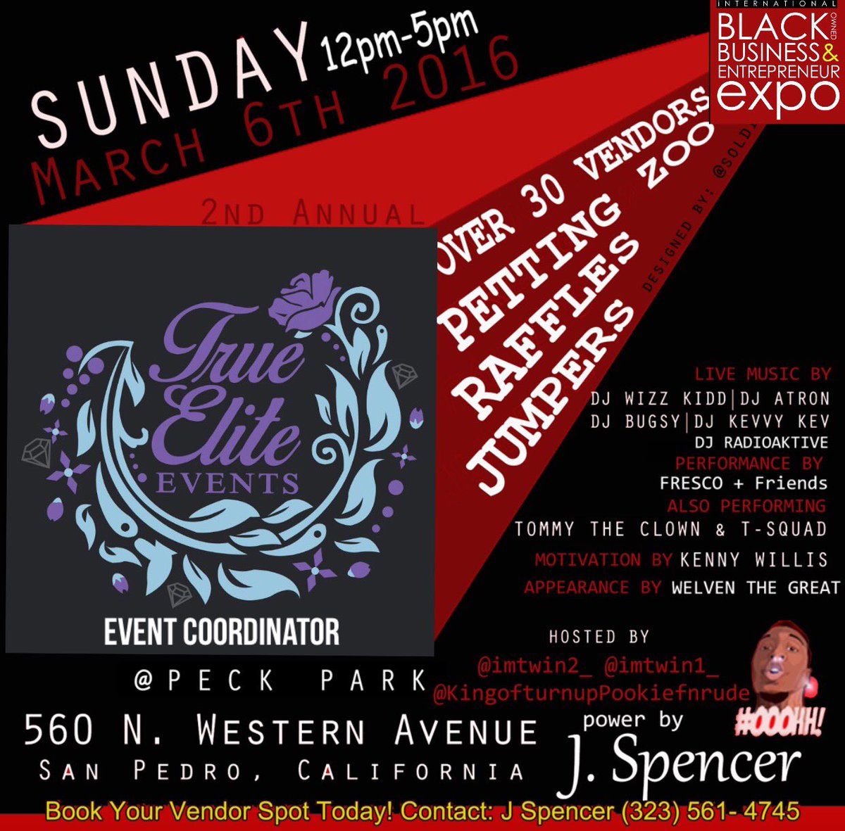 TrueEliteEvents's tweet photo. It's happening Sunday March 6,2016 #businessexpo #events #eventplanning #LetItFlyLA #sanpedro https://t.co/NyAINWIeMv