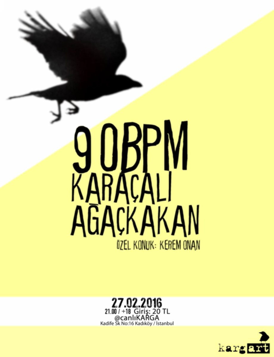 Konuklarımızla beraber yarın Kadıköy'de Karga'dayız. Bu tweeti RT yapan 2 kişiye çift kişilik davetiye geliyor!