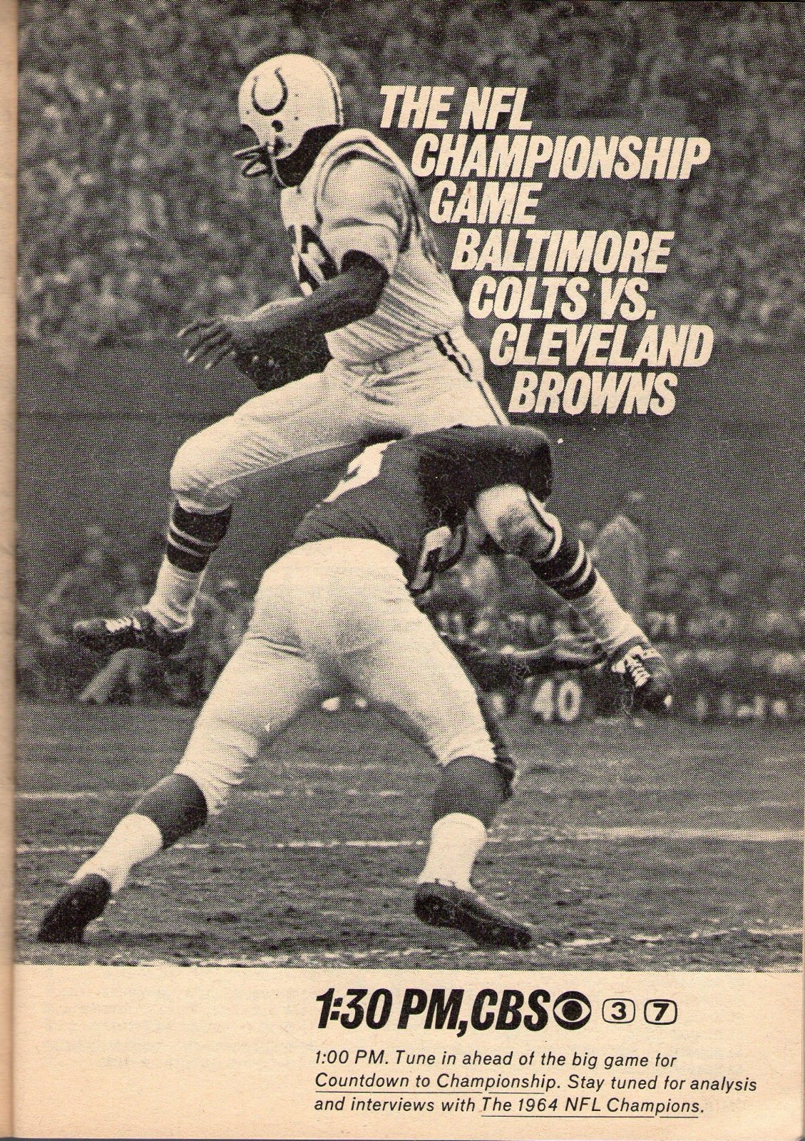 SportsPaper on X: 'CBS ad for the 1964 NFL Championship Game, Colts vs.  Browns.  / X