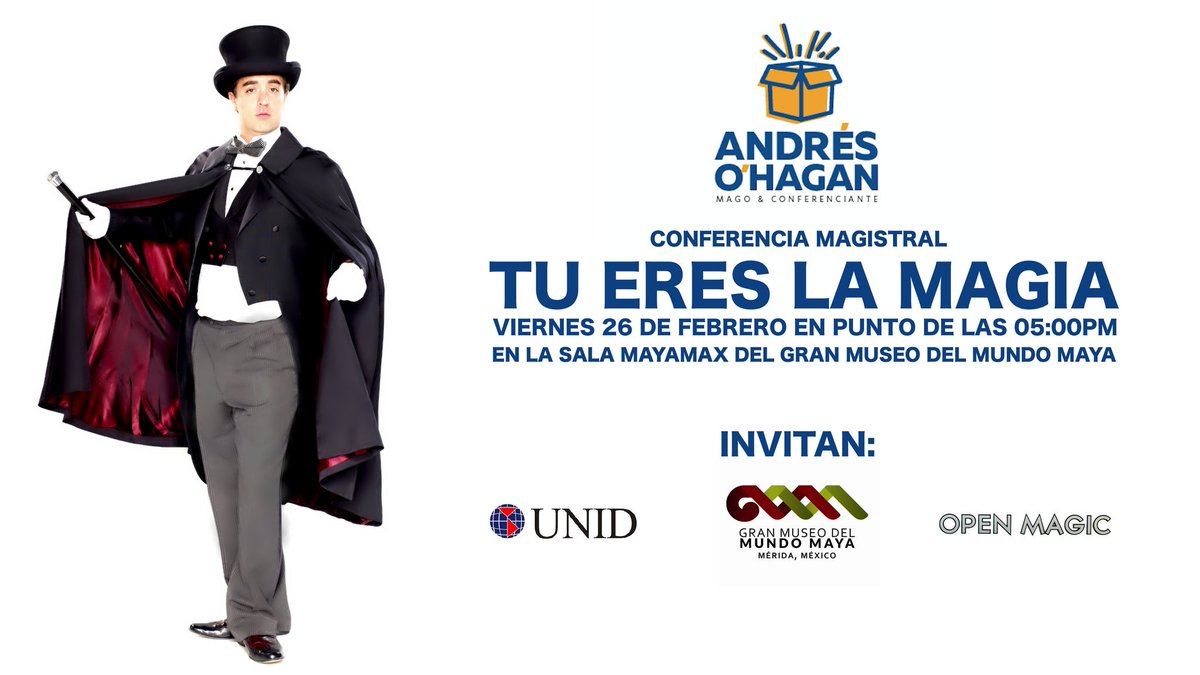 AndresOhagan's tweet photo. Hoy me estaré presentando en Mérida. ¿Te gustaría ir? 😊#OpenMagic https://t.co/9wXhhWJTz8