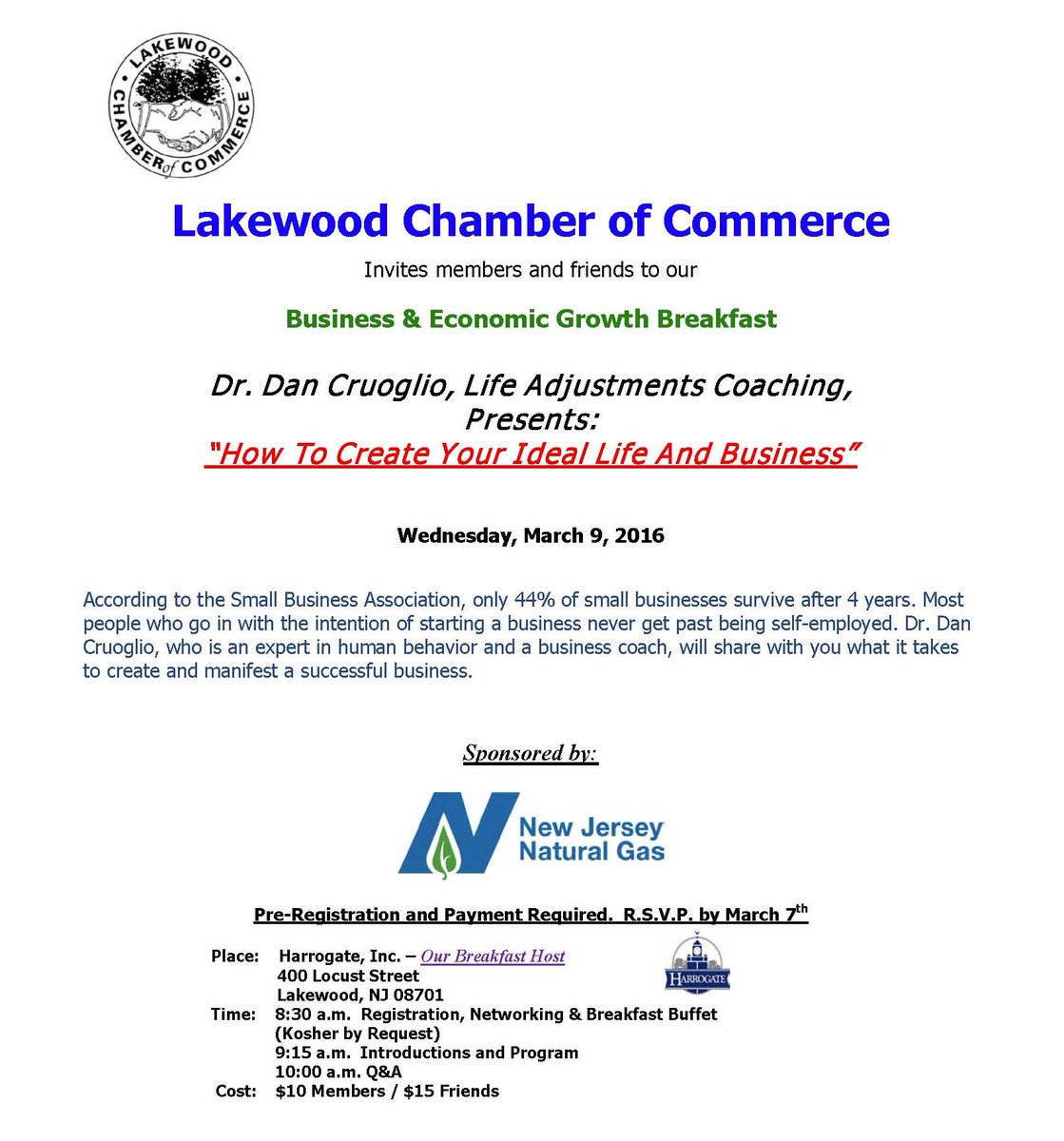 Business &amp; Economic Growth Breakfast
Join us on Wednesday, March 9th!
Register TODAY! ---> goo.gl/CKmBQ4