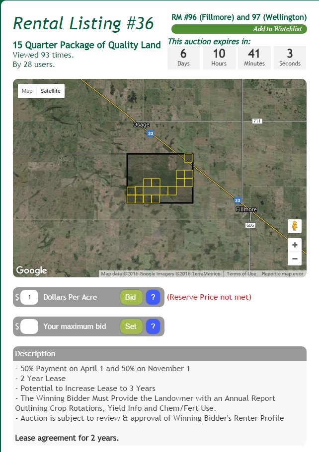 Renterra's tweet image. Over 2,300 acres of prime grain land for rent near Osage in RM 96. Visit renterra.ca. #saskfarmland