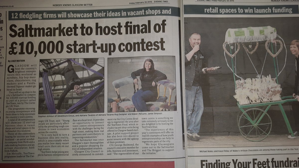 TheOliveMill5's tweet photo. More coverage! Yay!  #TestTown2016 #Saltmarket #TheEveningTimes https://t.co/ZP6YBc5rdZ