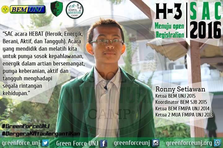 greenforce_unj's tweet photo. #SiapBersinergi bersama kami? Atur teratur nafasmu, karena registrasi Sospol Adventure Camp 2016 dibuka 3 hari lagi! https://t.co/ZB245b0ijA
